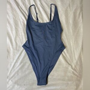 SKIMS Scoop Neck One-Piece Bathing suit | Gunmetal | NWT